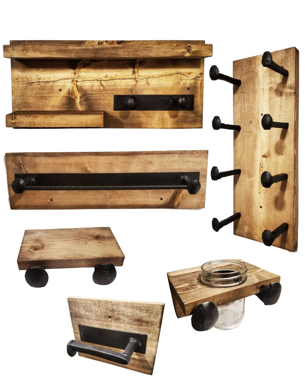 6-Piece Bathroom Collection - Railway Spike and Wood