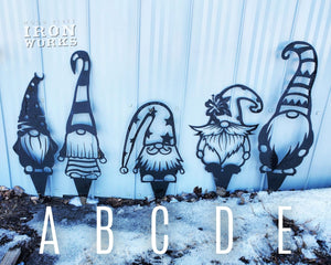 Metal Garden Gnome Stakes - LARGE