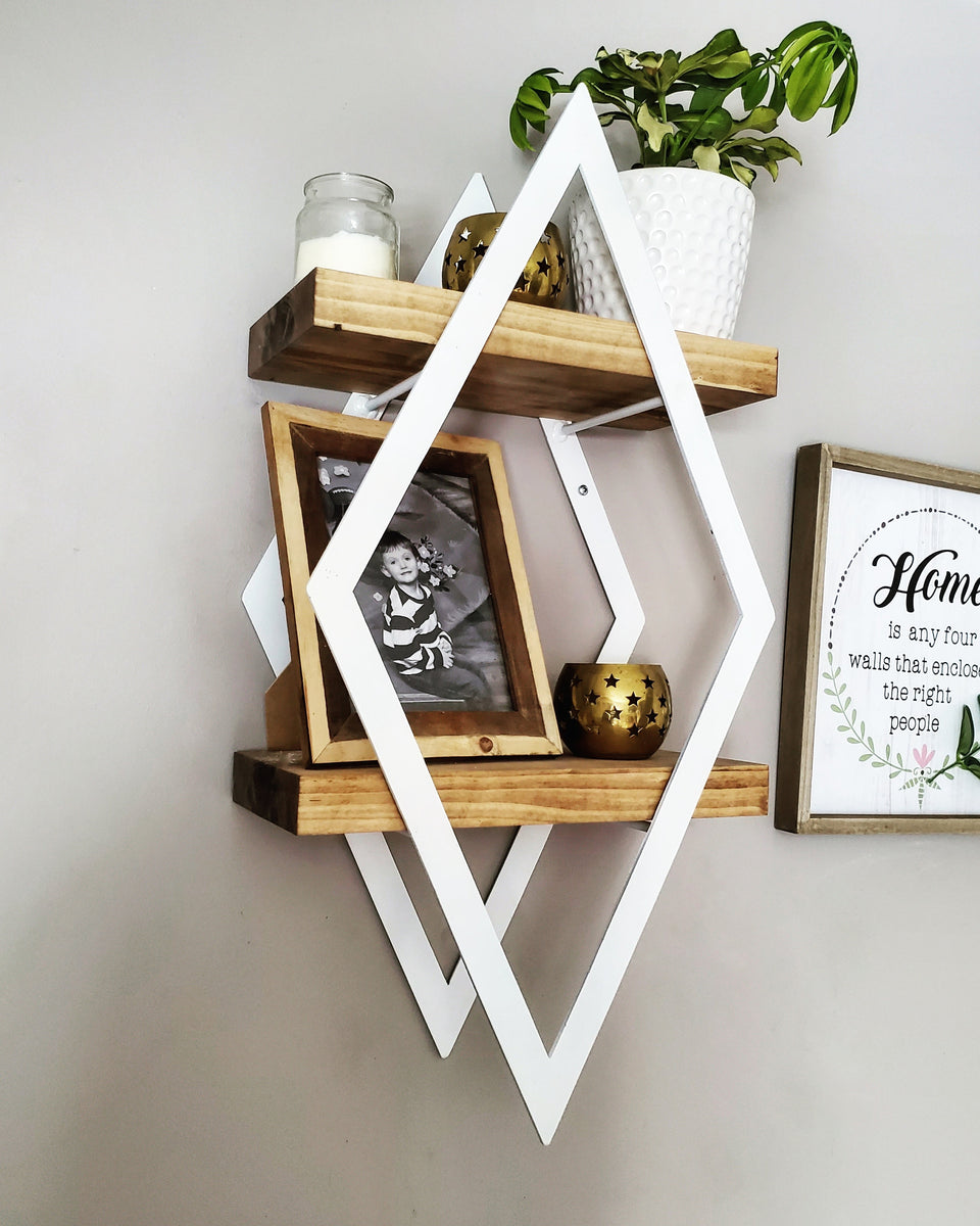 Metal Double Diamond Frame with 2 Shelves – Wood River Iron Works
