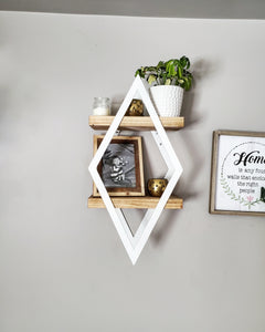 Metal Double Diamond Frame with 2 Shelves