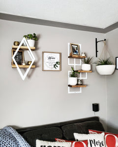 Metal Double Diamond Frame with 2 Shelves