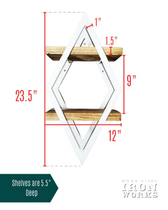 Metal Double Diamond Frame with 2 Shelves
